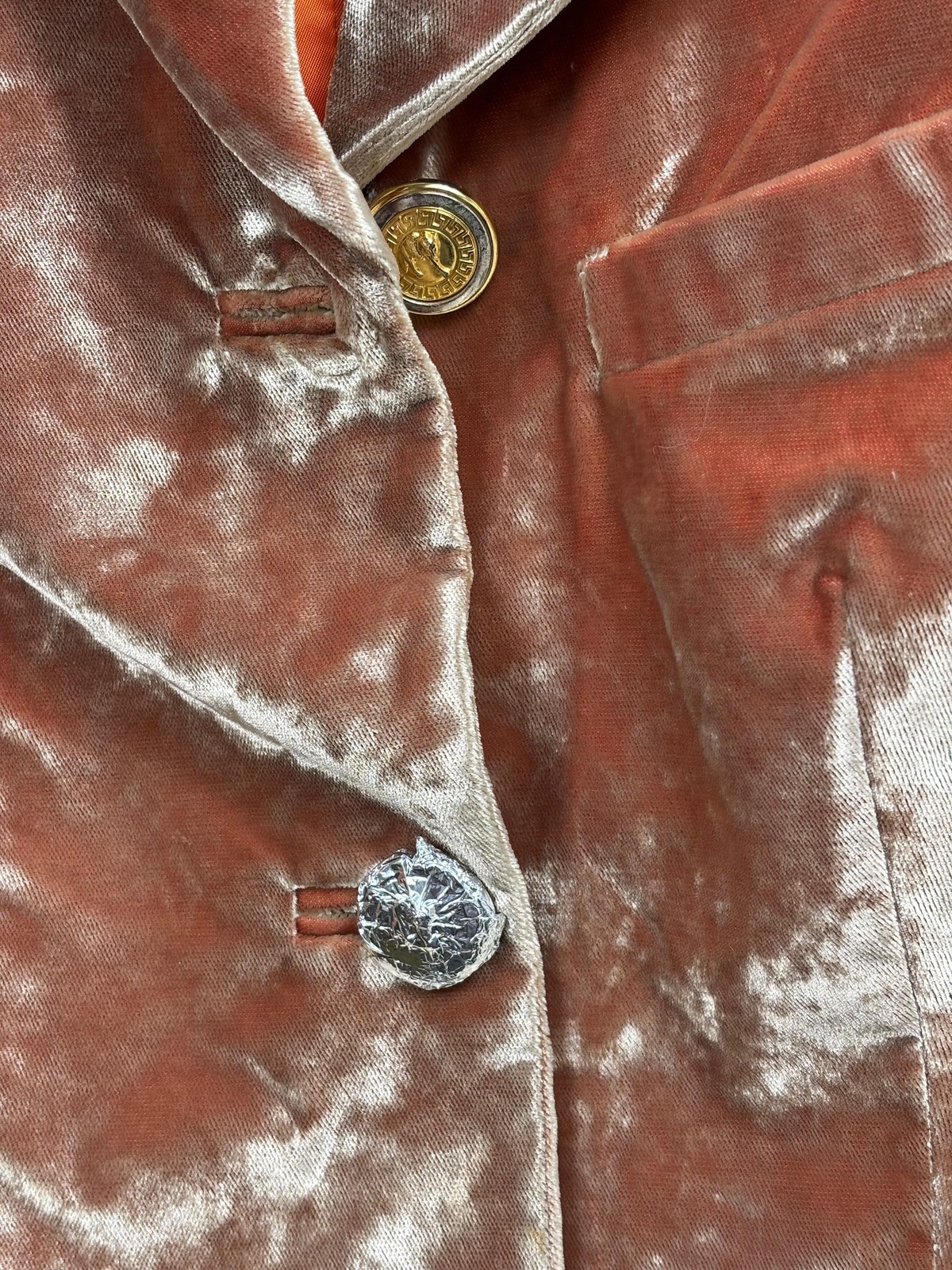 Vintage Versus Gianni Versace Blazer Womens 42 Orange Velvet Made Italy 90s