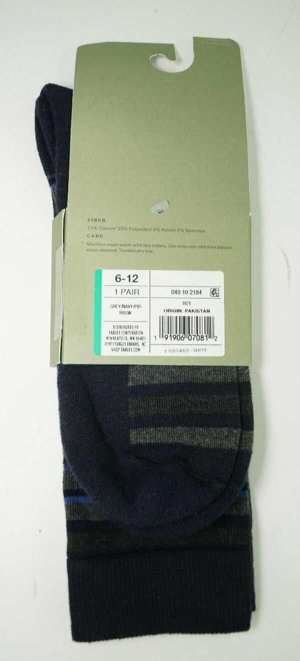 New Goodfellow & Co Men’s Premium Dress Socks Size 6-12 Striped Navy Gray Black