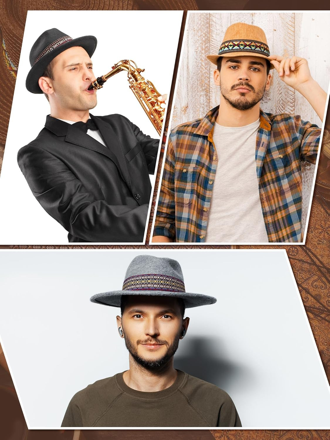 6 Pieces Western Style Hat Band Cowgirl Cowboy Hat Band Adjustable Cowboy Hat