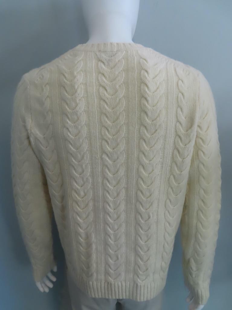 Todd Snyder Cream Merino Wool Cable Knit Crew Neck Pullover Sweater Size M