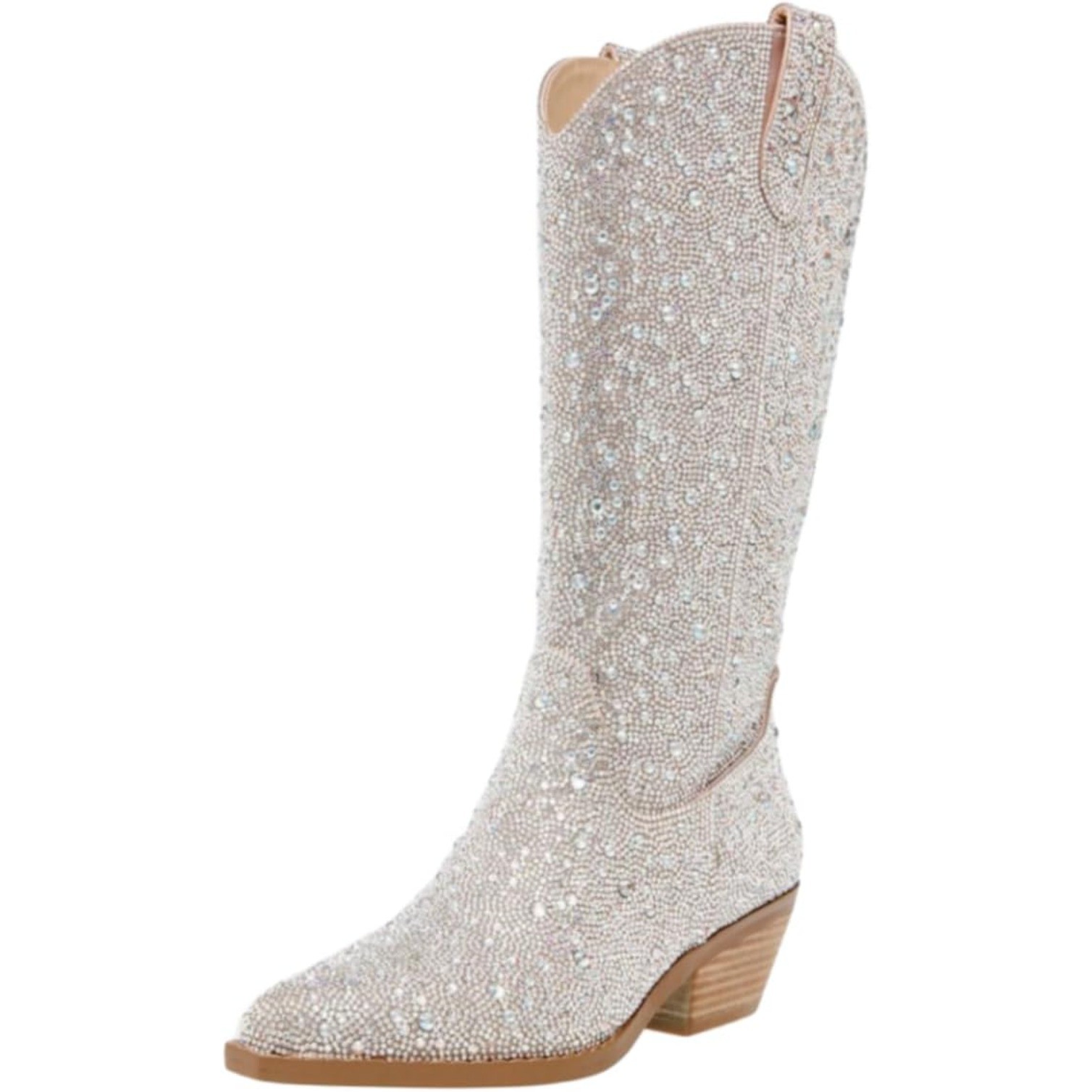 Rhinestone Cowgirl Boots Wide Calf Sparkly Cowboy Boots Bling Knee High Boots
