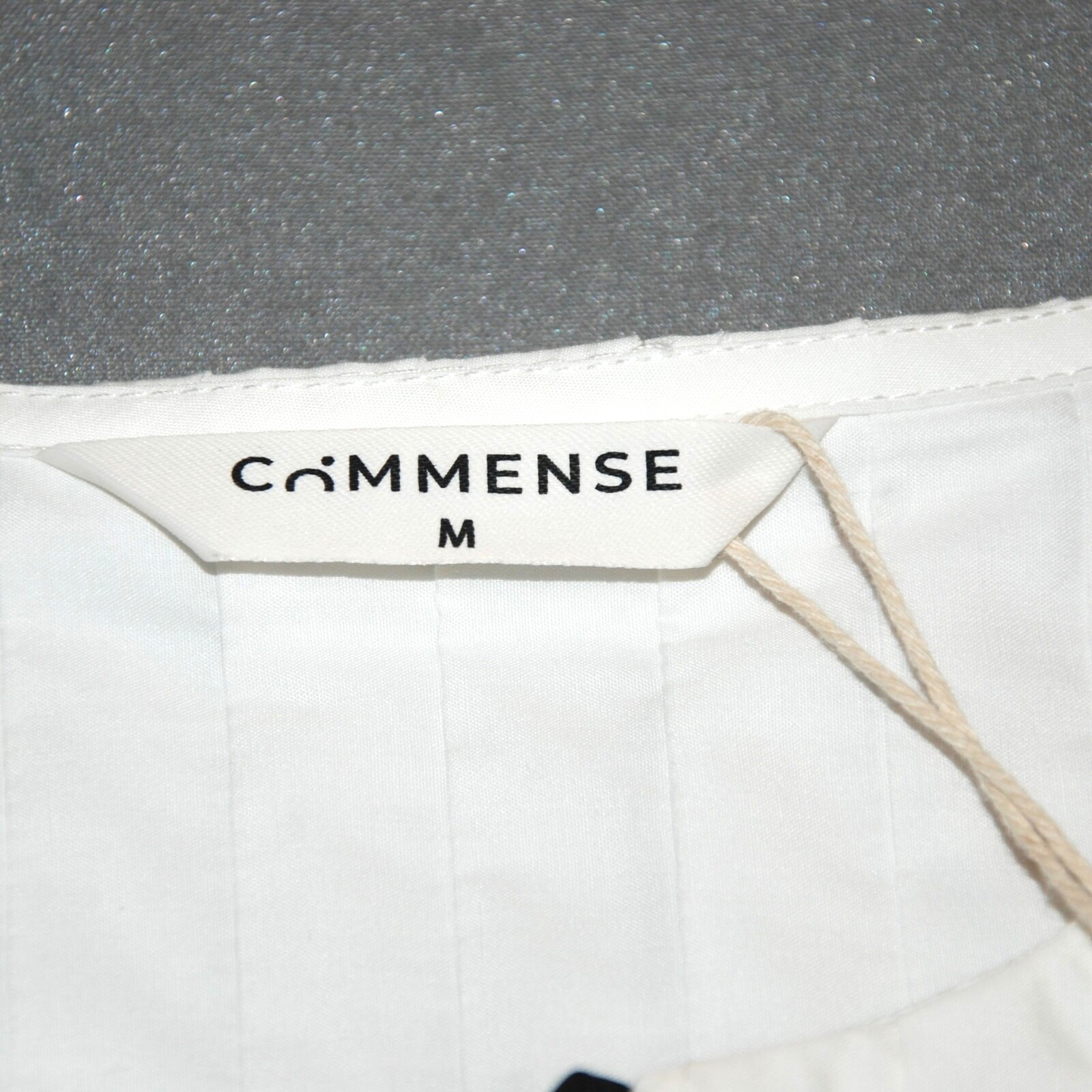 NWT COMMENSE Women’s Medium White Tie Front Pleated Top Blouse