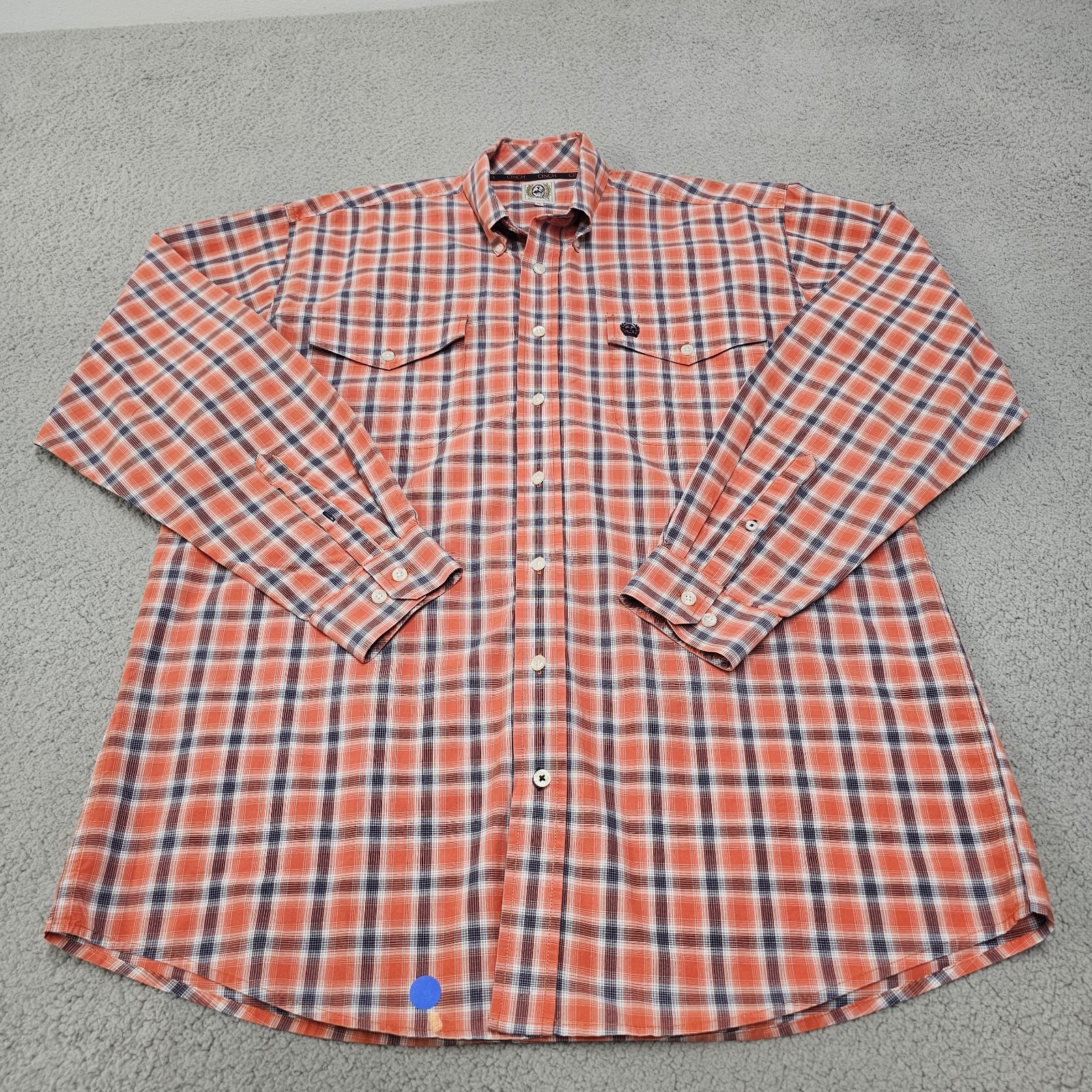 Cinch mens long-sleeve button-down western Shirt plaid pattern pocket size M