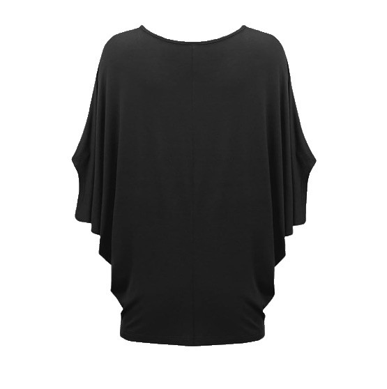 Made by Johnny Women’s Scoop Neck Half Sleeve Batwing Dolman Rayon Top Black Med