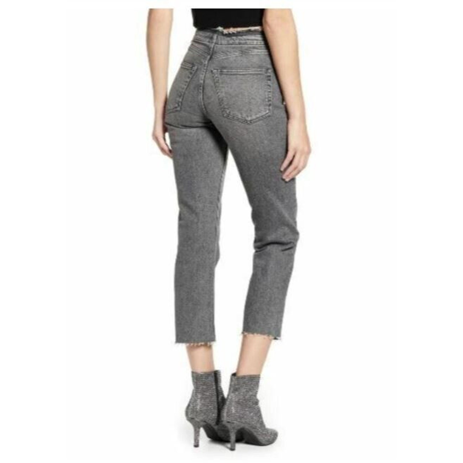 Topshop Women’s Raw Waist Straight Leg Jeans in Black Wash 28W X 32L MSRP $80