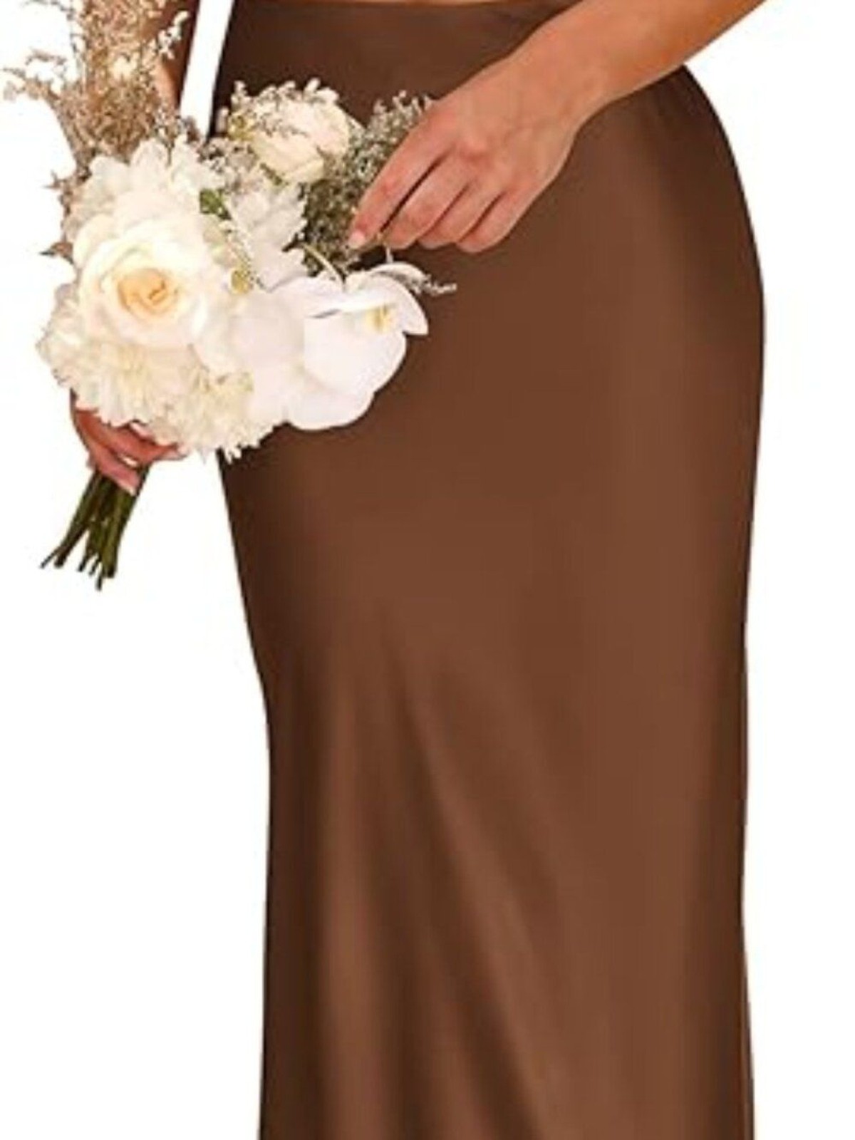 🤎 NWT Satin 2 Piece Skirt Set | Size L | Mock Neck Crop Top + Maxi Skirt