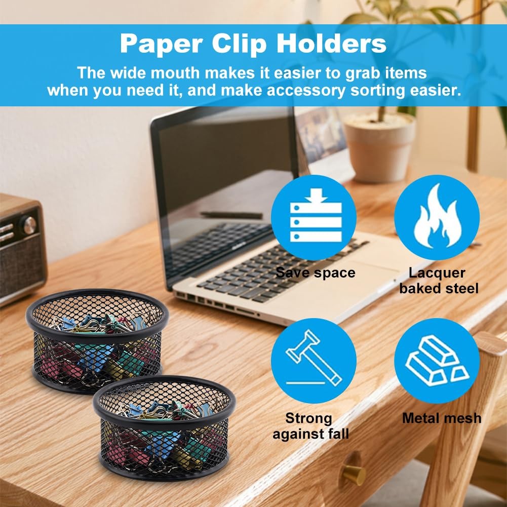 Kryslanix 2 Pack Mesh Paper Clip Holder,Paperclip free size, As Picture Show