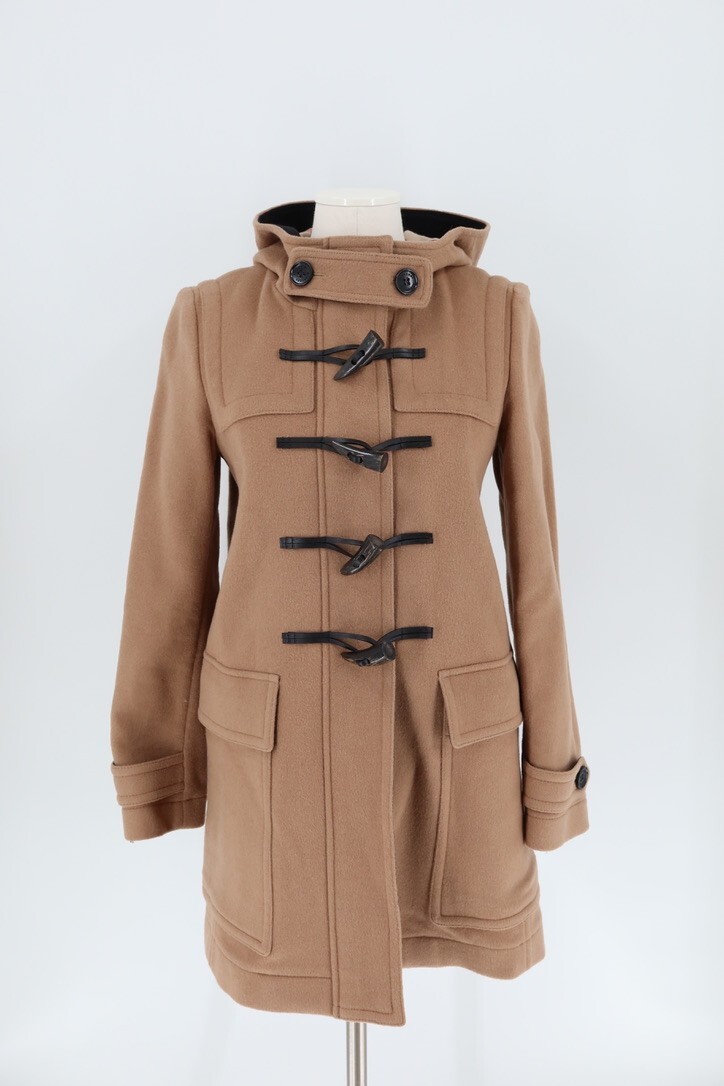 Burberry Women Size 4 (UK 6) Brown Baysbrooke Wool Check & Hearts Duffle Coat