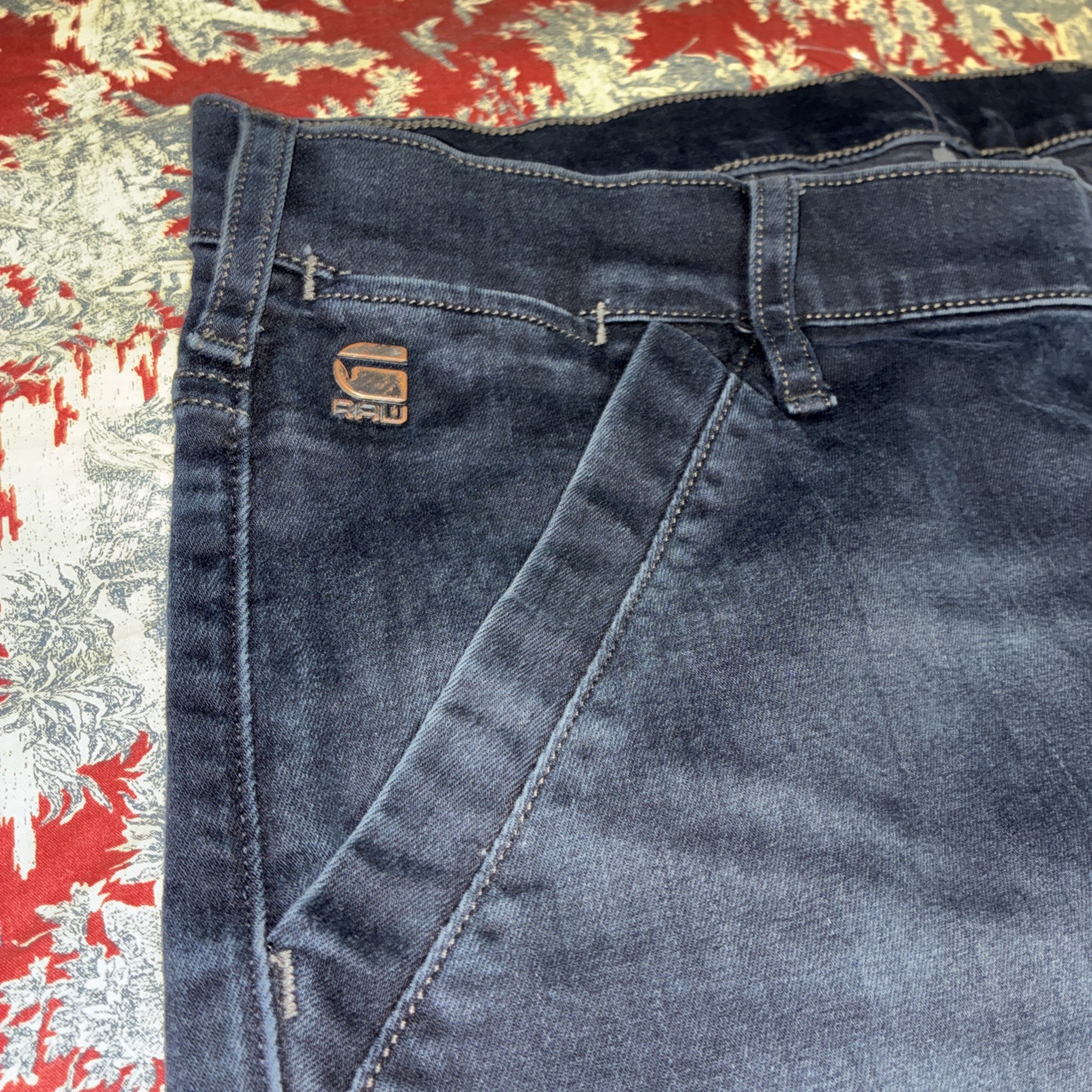 G Start Raw Jeans Sz 38×32 Men Blue Rackam 3D Skinny Distressed Used No Returns