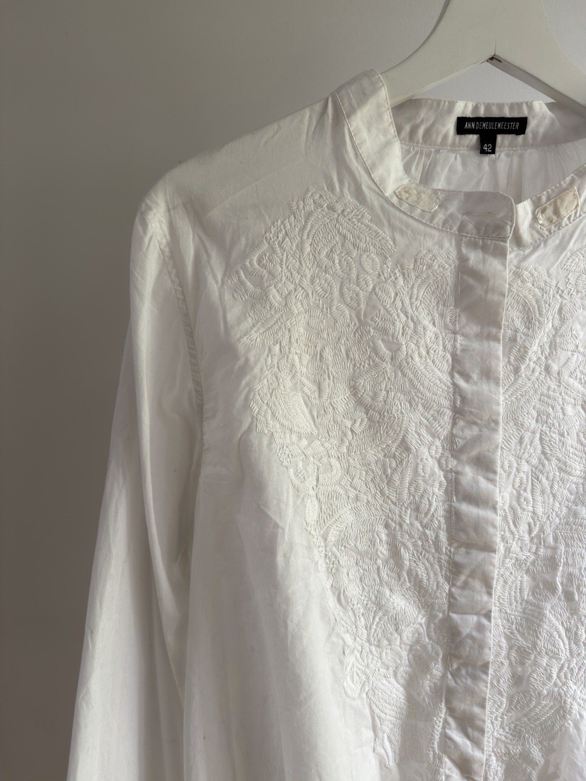 Ann Demeulemeester Embroidered Flared Sleeve Button Shirt (Size 42) Oversized