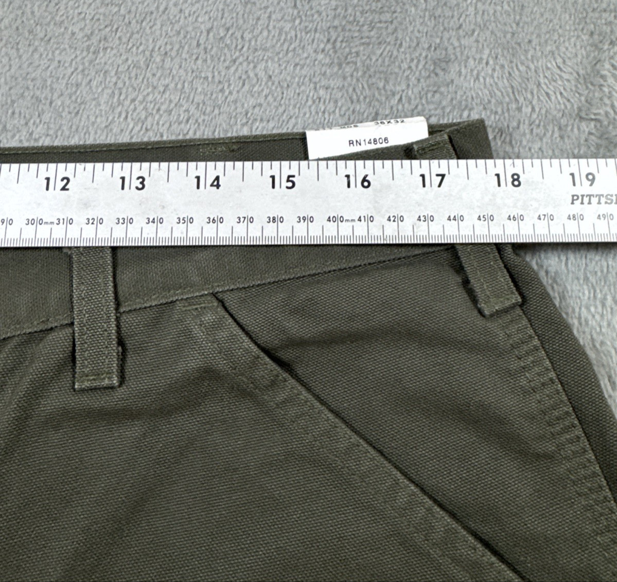 Carhartt Pants Mens 36×32 Original Fit B11 Olive Green Washed Duck Work Dungaree