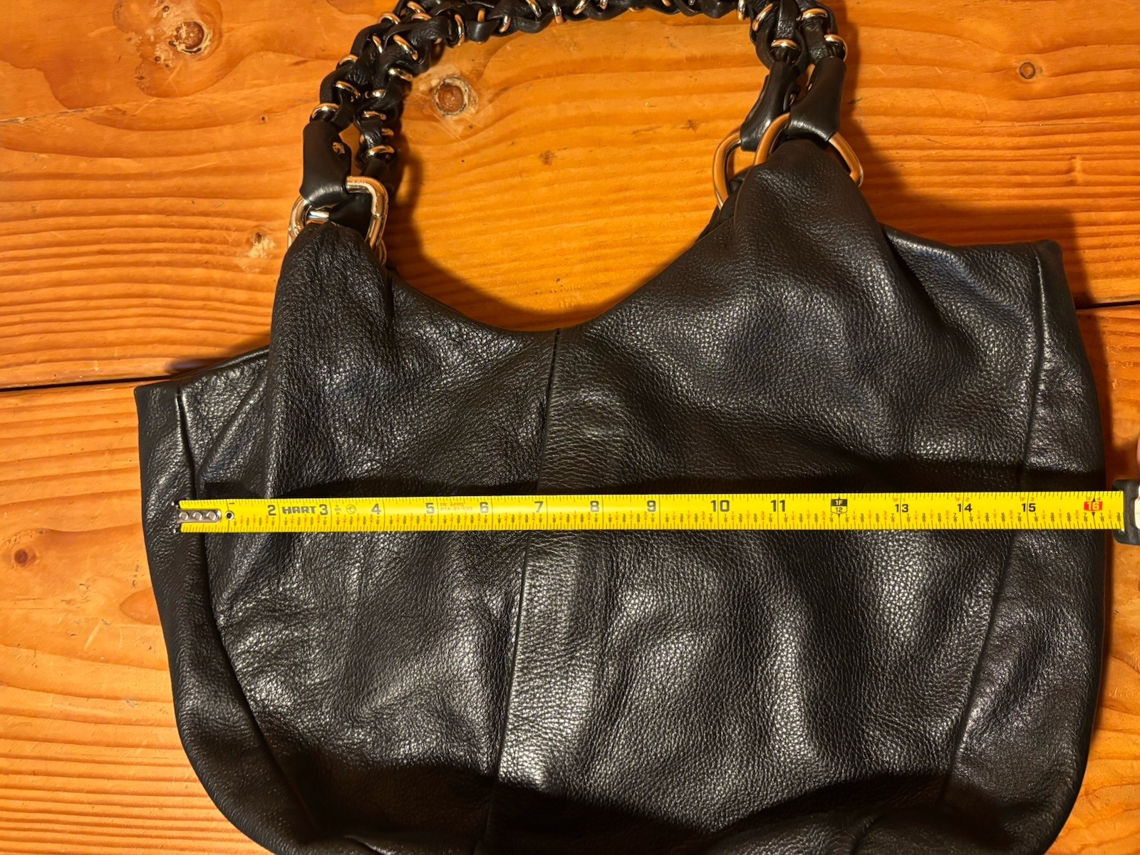 Elliott Lucca Black Pebbled SOFT Leather Shoulder Bag Hobo Slouch Purse