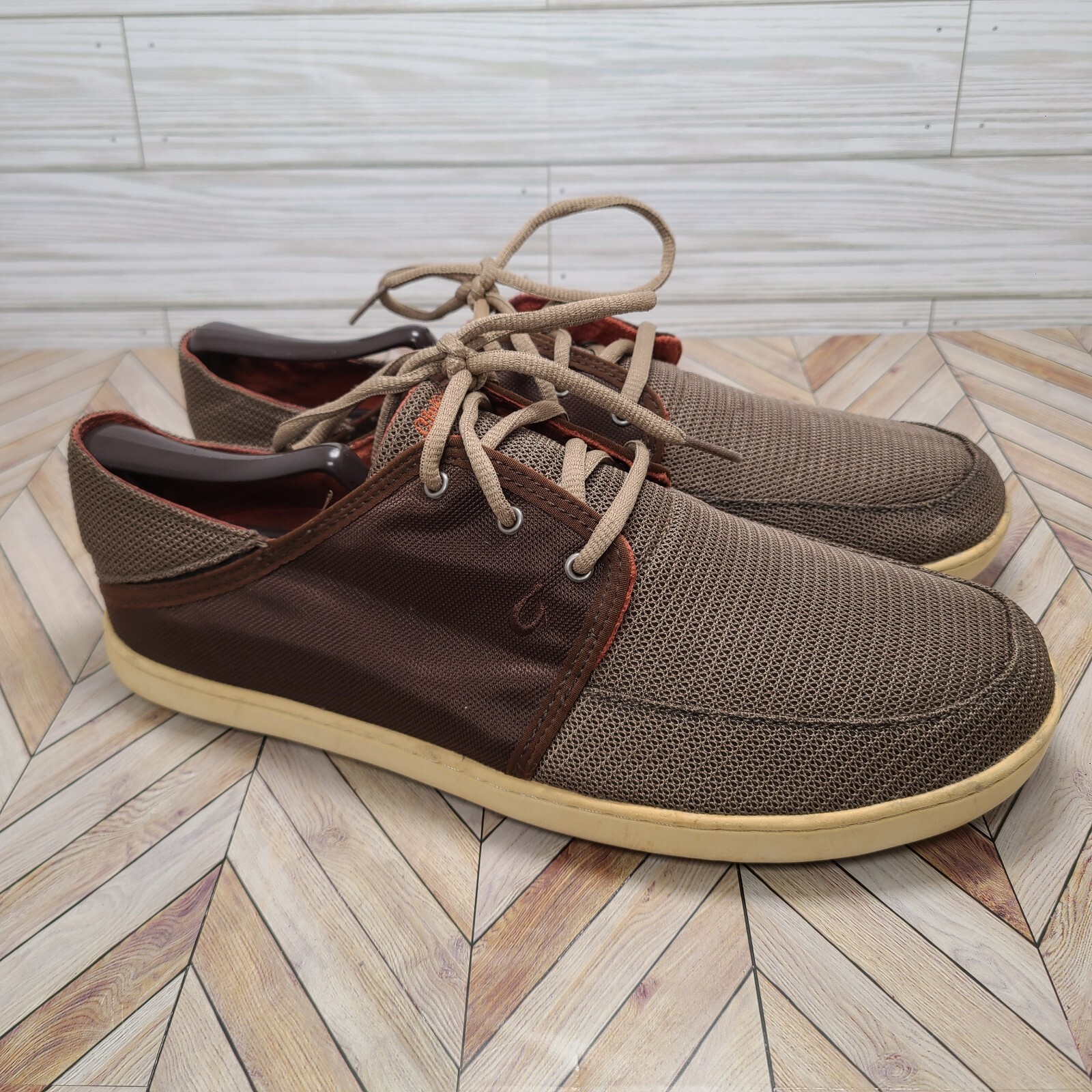 Mens Olukai Nohea Brown Mesh Casual Comfort Lace Up Sneakers Shoes Size 10