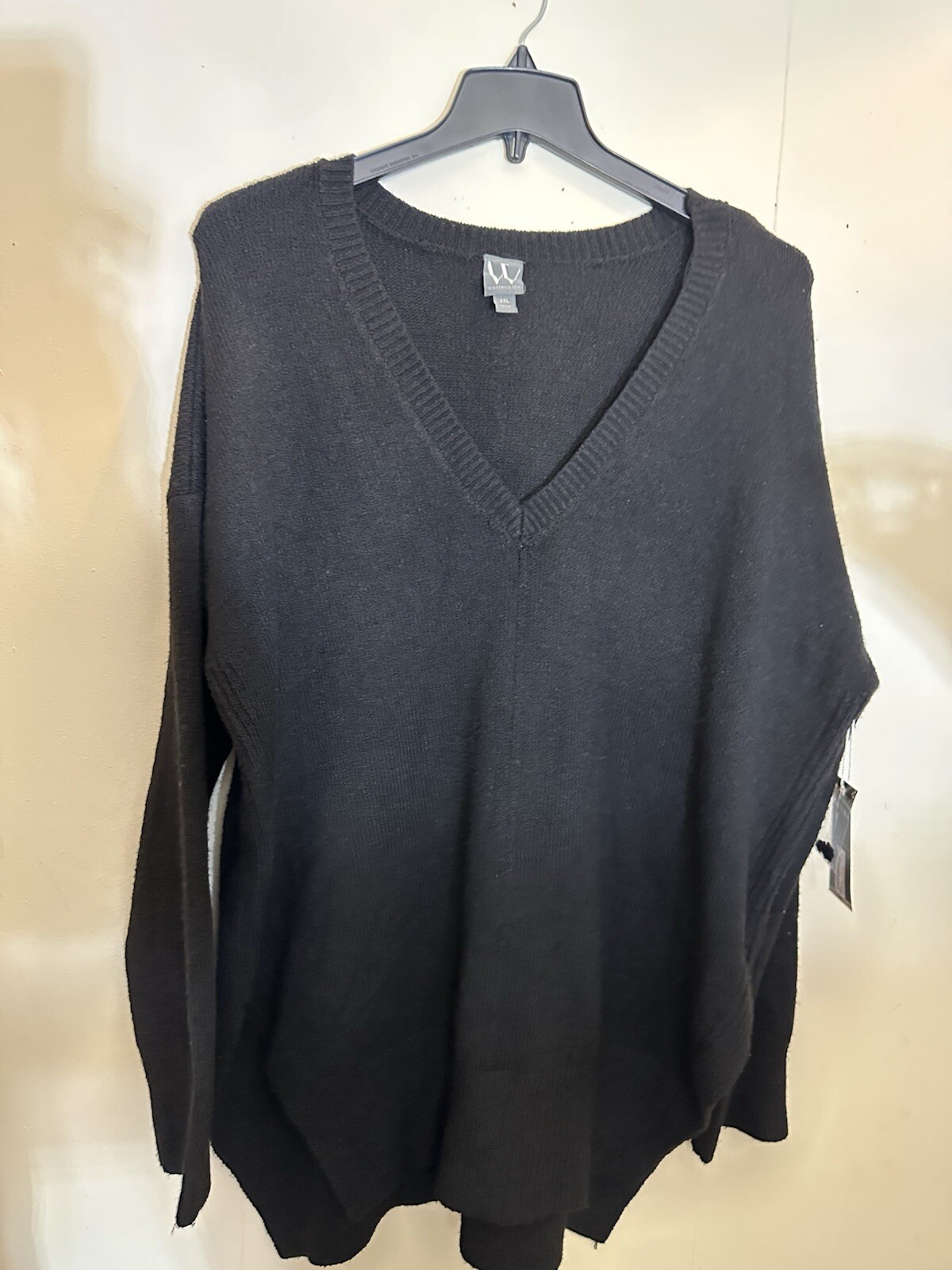 Worthing Women Sweater Solid Black with Side Vents Side Vents