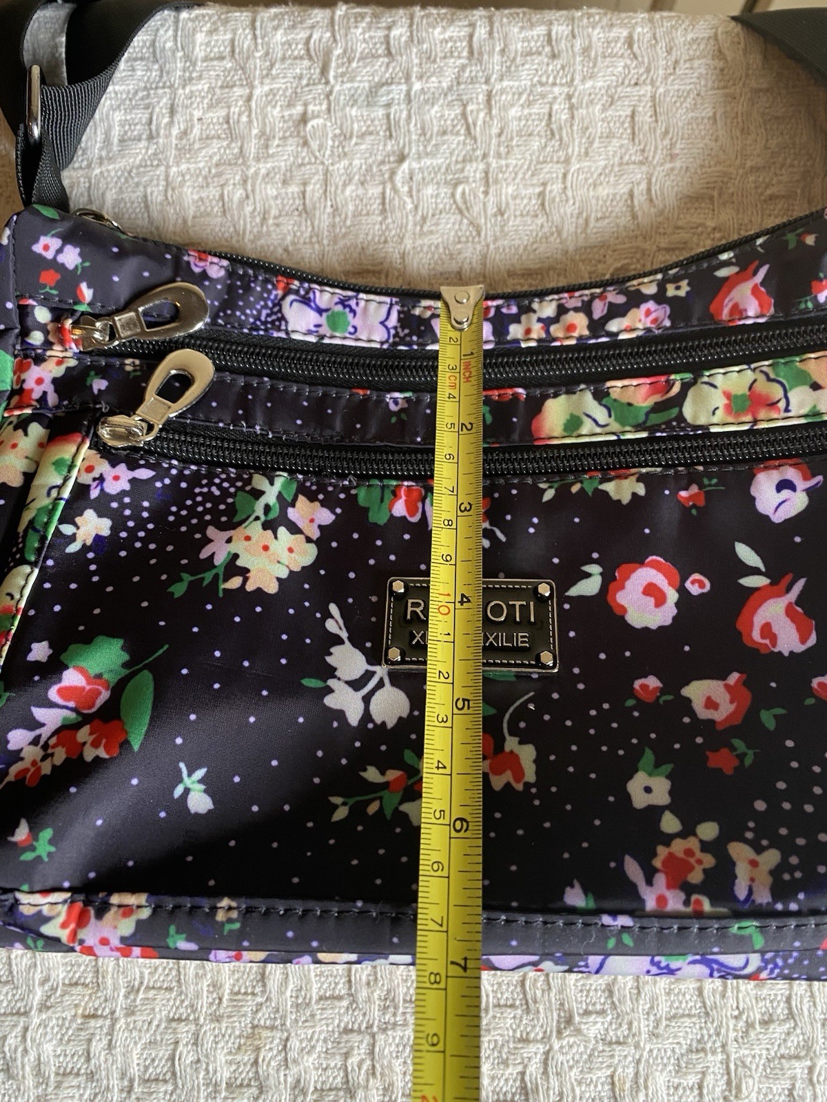 RUIMOTI Nylon FlORAL Crossbody Shoulder Bag Purse Very Roomy Pockets 13” x 6.75