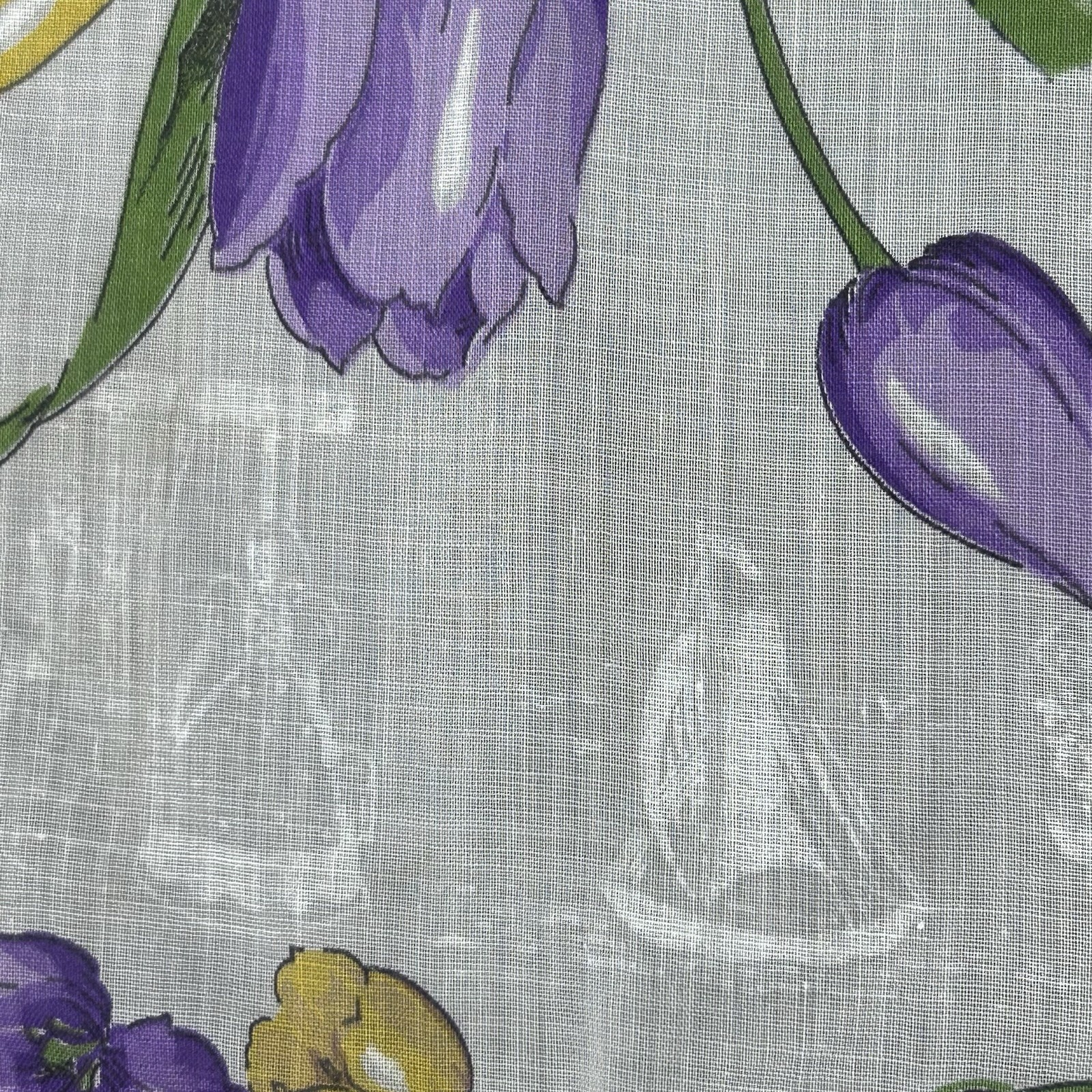 Vintage 1950s Purple Yellow Tulips Handkerchief Dutch Windmill Ship 12.75″
