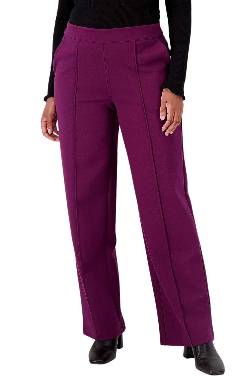 Encore by Idina Menzel Petite Ponte Knit Pull On Trouser Plum
