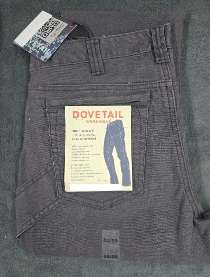 Dovetail Workwear Britt Utility ~ Dark Grey Stretch Canvas 10×30