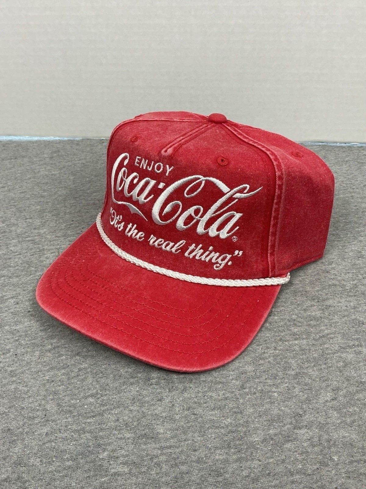 Coca-Cola Rope Snapback Hat Red White Logo Vintage Look NWT