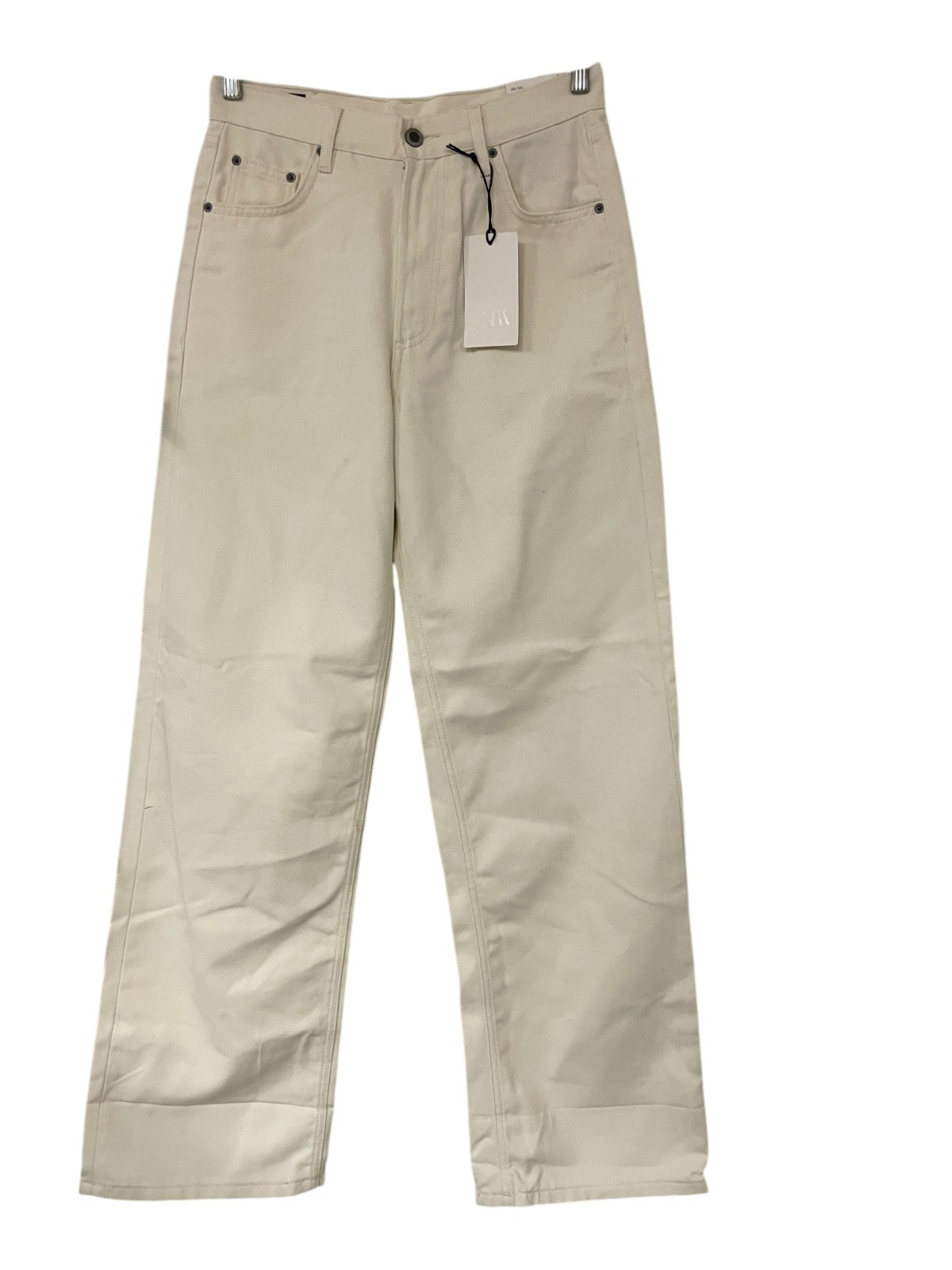 Zara ZW Womens Relaxed Leg Jeans EU 36 US 4 Ecru Full Length 8246/240 NWT