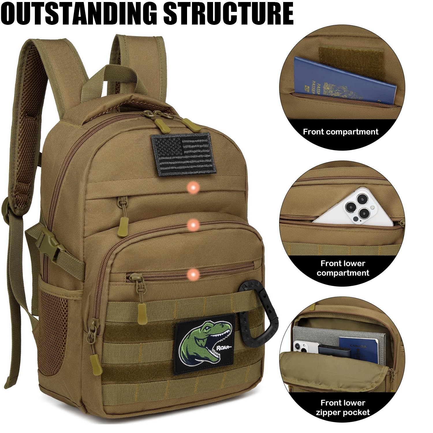 SunForMorning Kids Tactical Backpack Army Molle Bookbag Military Boys Backpac…