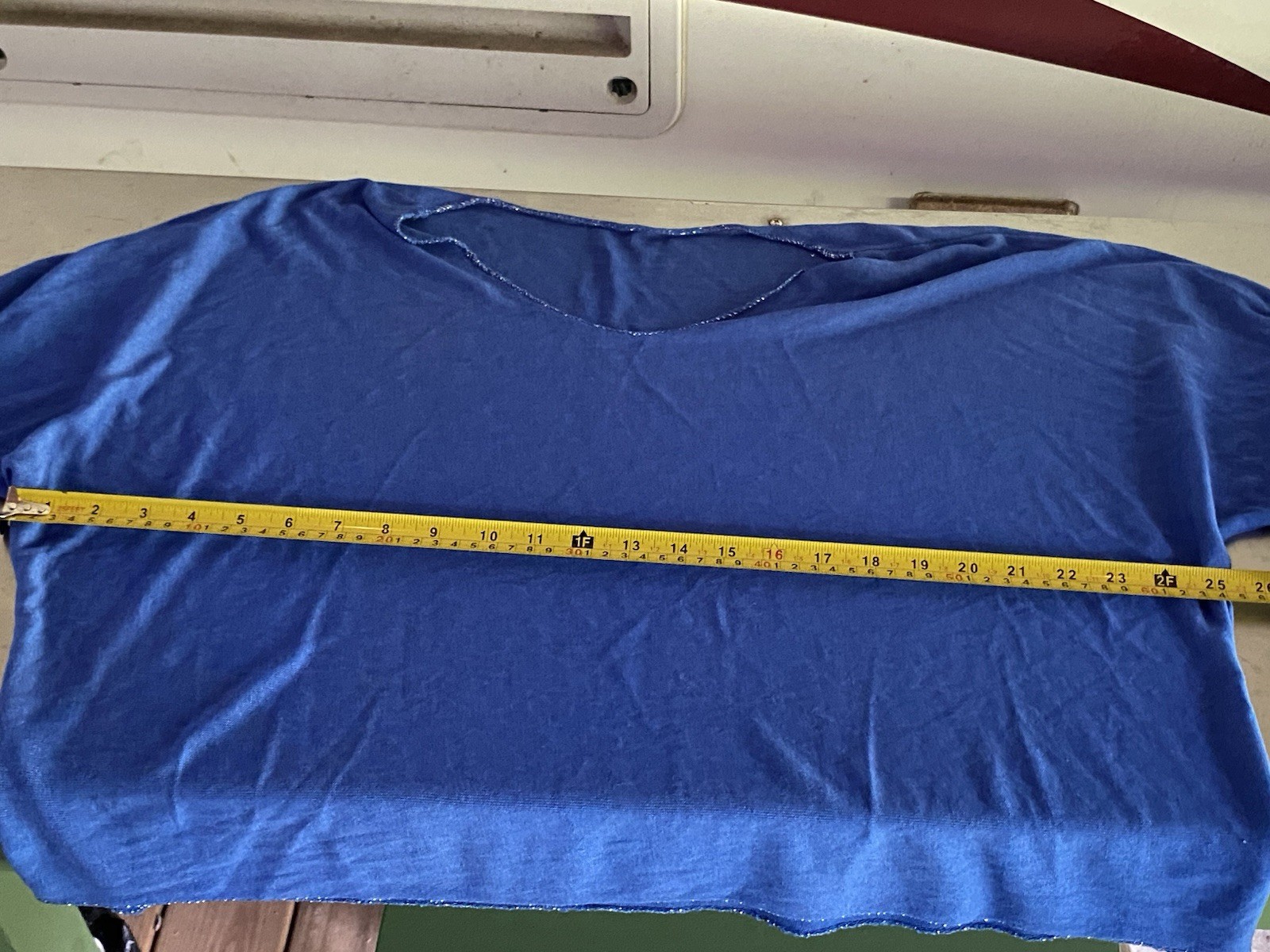 Women’s Blue Fine Knit Slouchy Top Batwing Dolman Sleeve Viscose Stretch Size 5