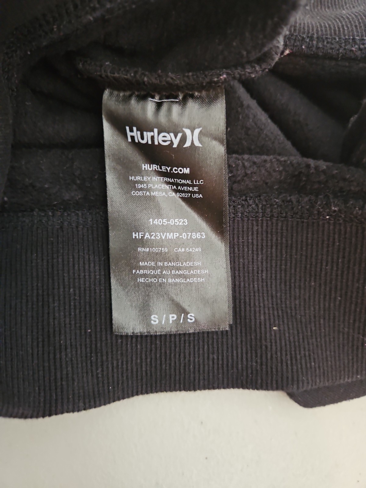 Hurley Mens Sweatshirt Small Black Long Sleeve Block Logo Crew Neck Pullover
