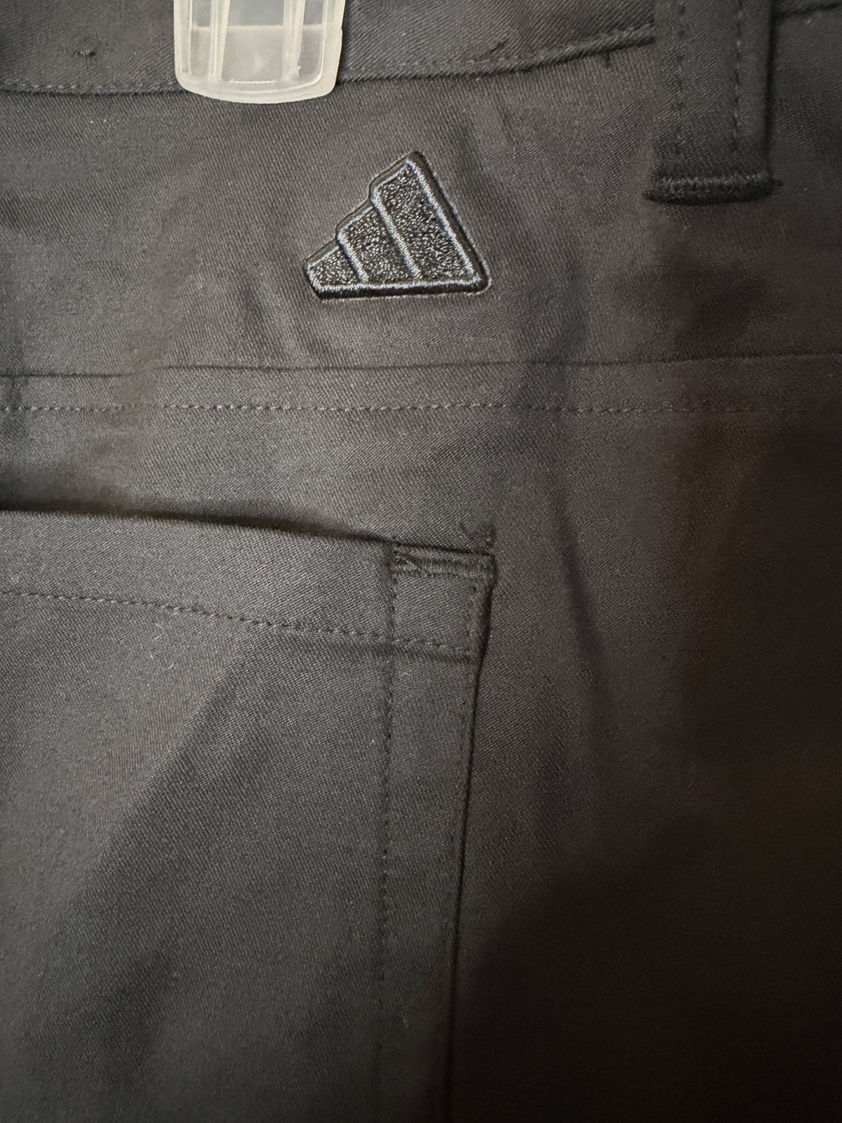 adidas Men’s Black Casual Golf Pants 34 x 32 Flat Front Button Logo Preppy
