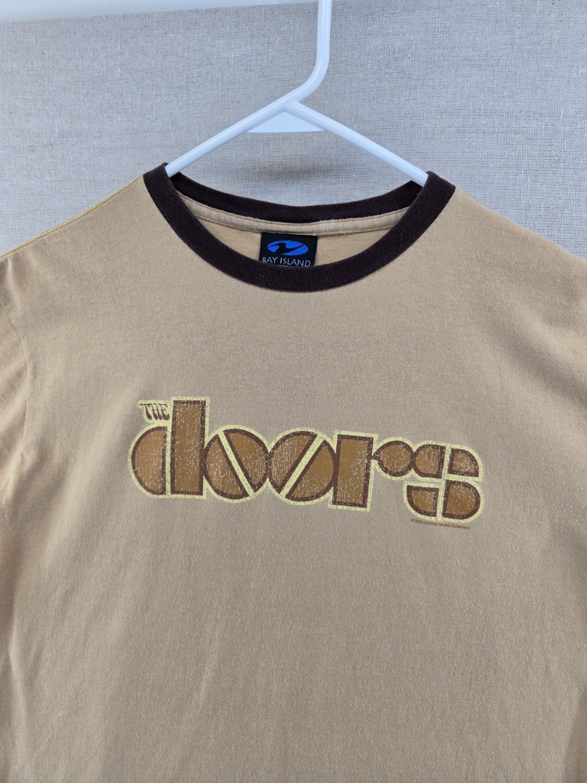 Vintage 2003 The Doors – Jim Morrison Rock Band Ringer Shirt Mens Medium Beige