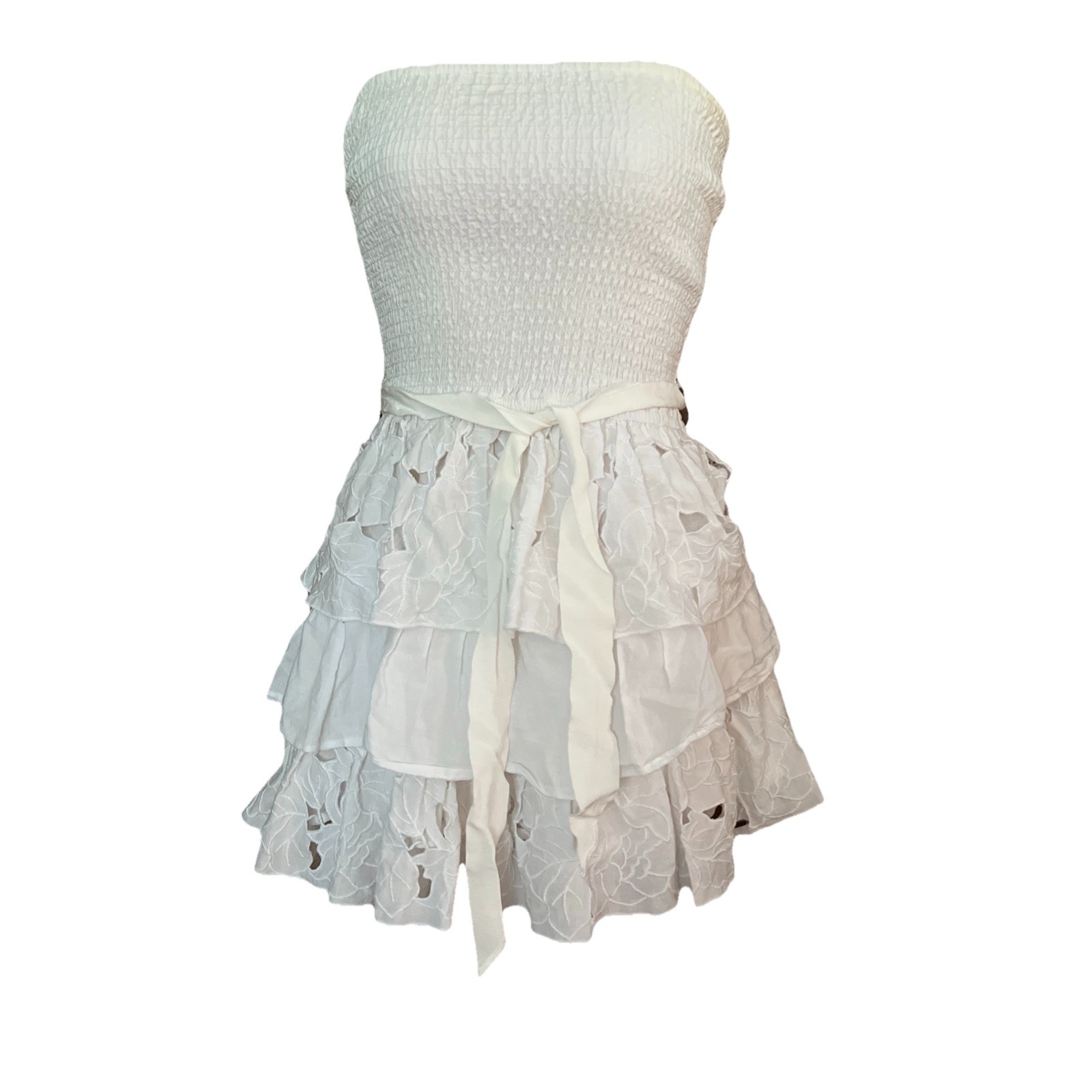 Hollister Y2K 100% Cotton XS White Tube Stretch Layered Dress VTG Vintage