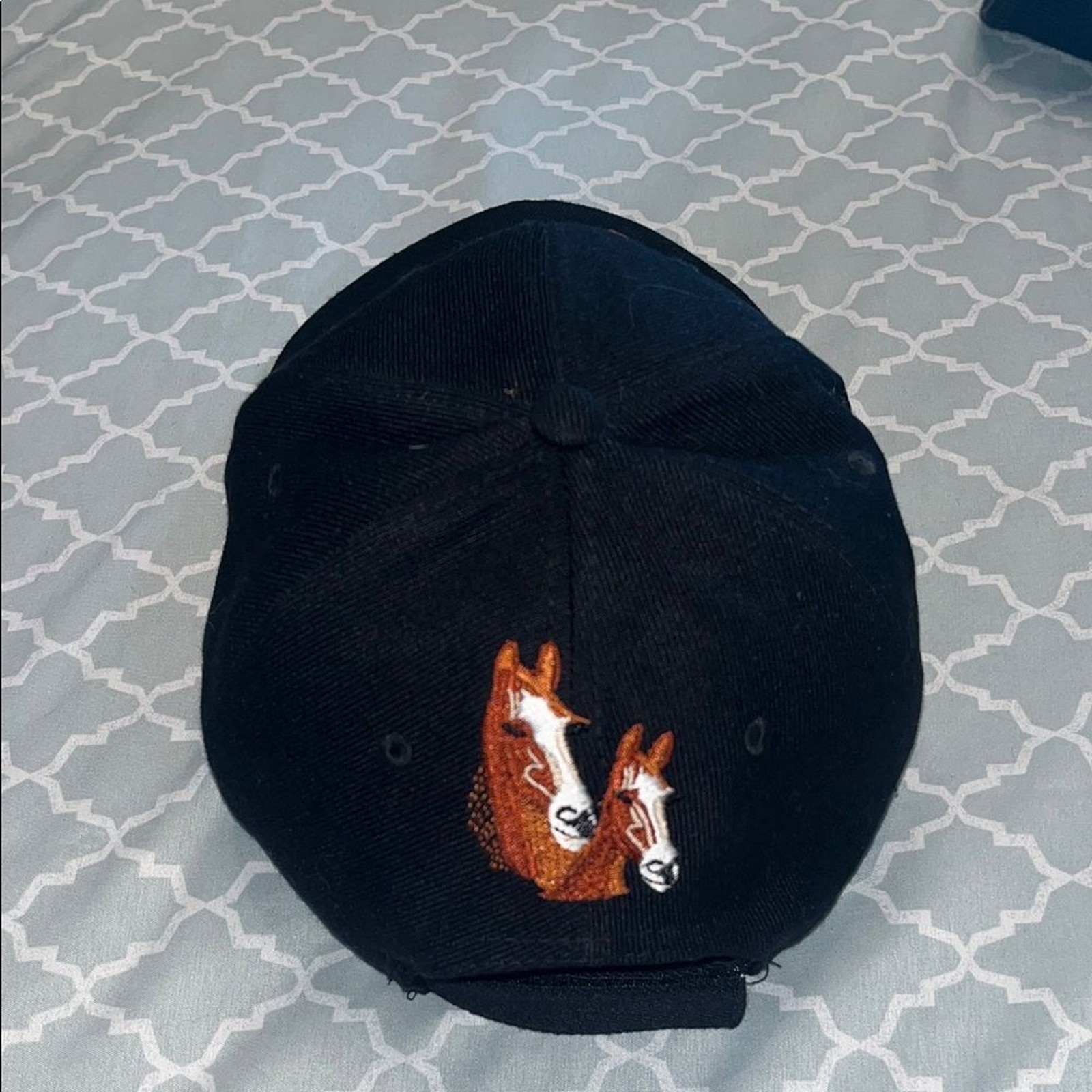 Vintage Horse Embroidered Baseball Cap w/Horse Design. Horse Shadow on right.