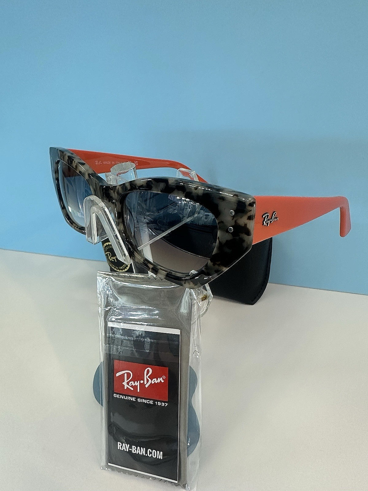 RAY-BAN ITALY RB4430 ZENA 1251/39 HAVANA GRAY & ORANGE BUTTERFLY SUNGLASSES 52mm