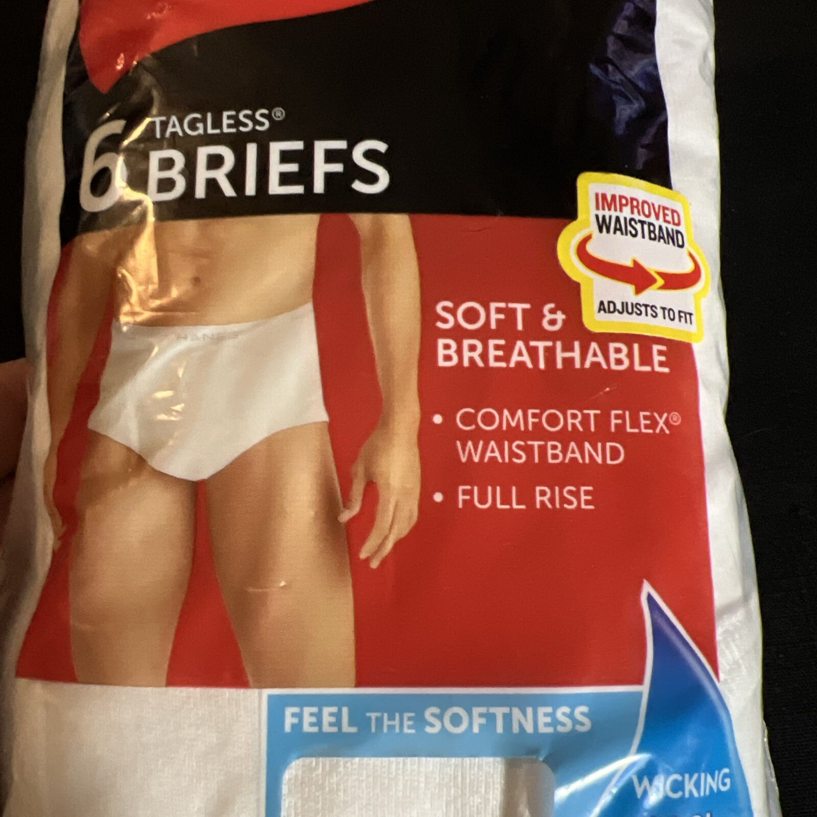 Hanes Tagless Briefs 6-Pack Men’s Med 32-34 Comfort Wicking White Full Rise New!