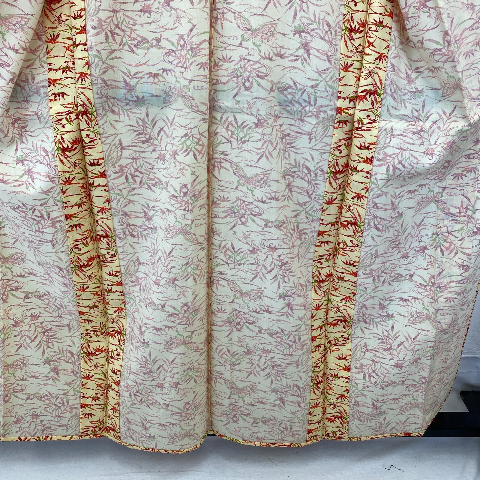 Japanese Vintage Kimono Polyester yellow No Lining Komon Traditional Length 61in