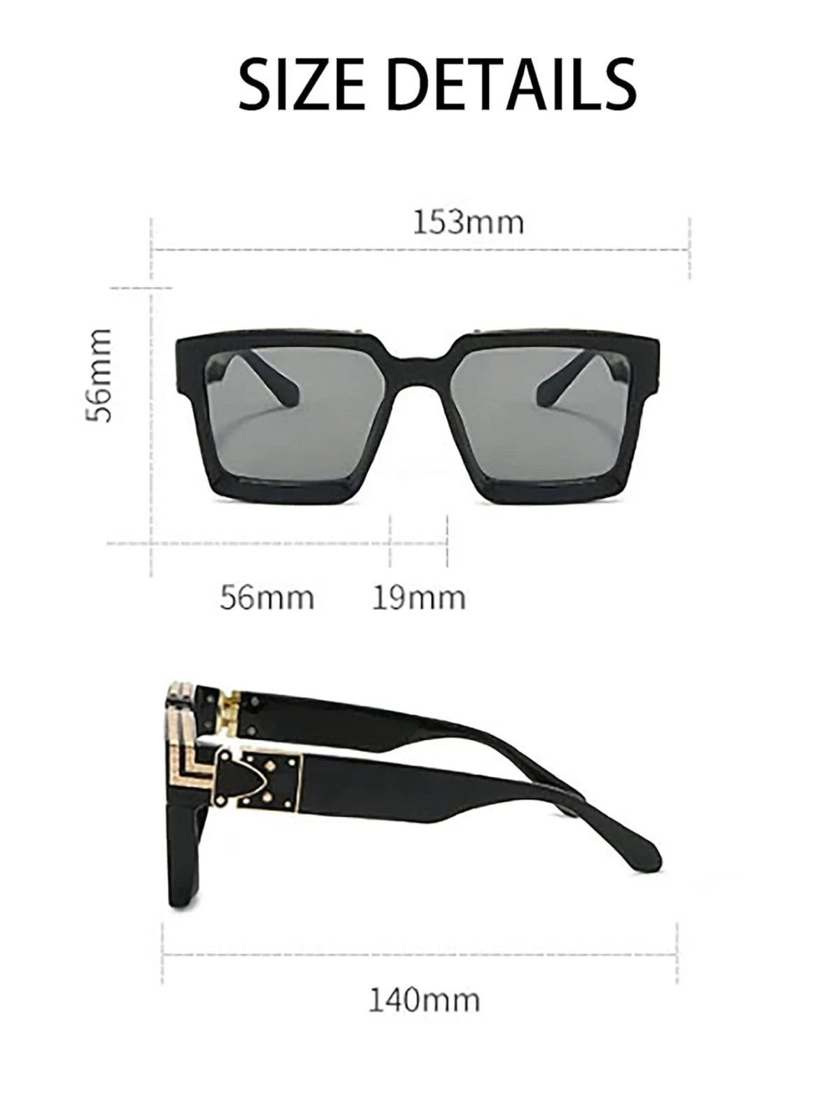 MEN OVERSIZED THICK SHADES SQUARE SUNGLASSES RETRO DESIGNER FASHION CLASSY 2023
