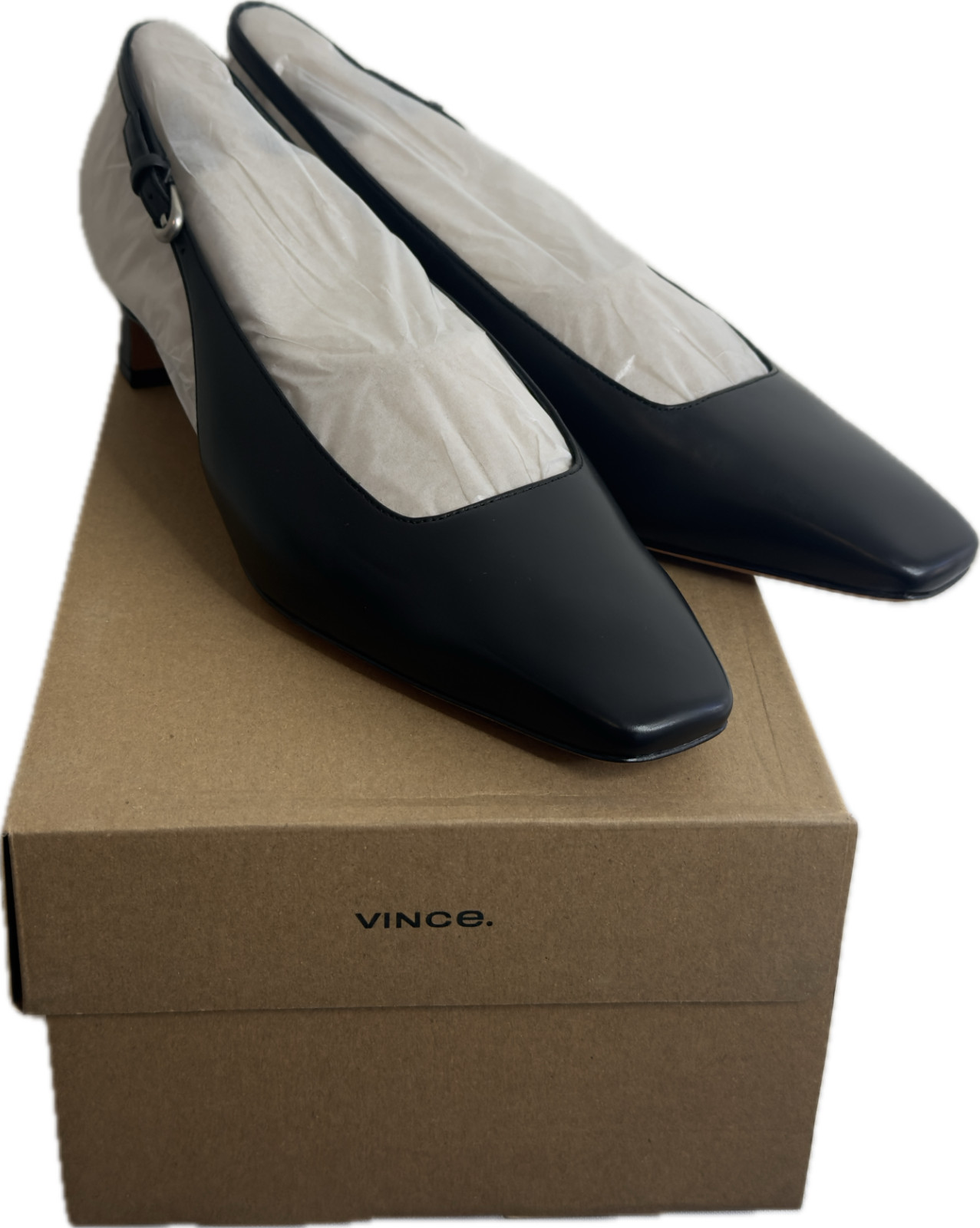 Vince J7002L1001 Hart Leather Black Slingback Heel (New in Box/Unused)