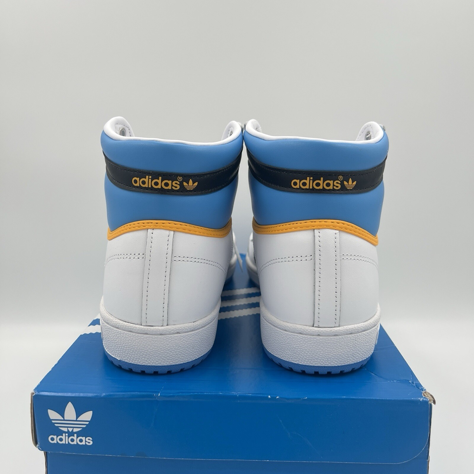 Adidas Originals Top Ten Hi FZ5887 White Blue Gold Mens US11 UK 10.5 Damaged Box