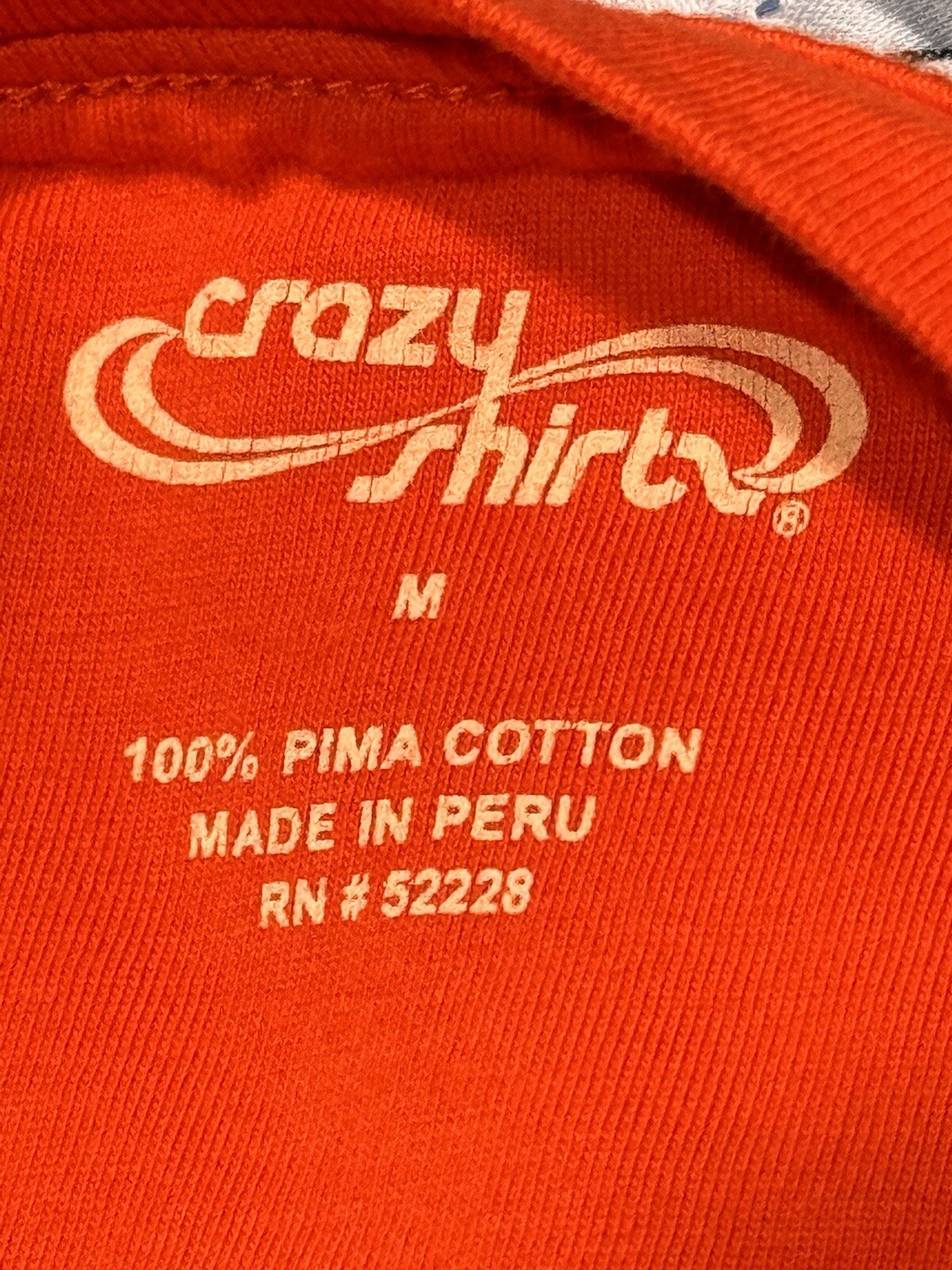 Crazy Shirt Laguna Beach California Embroidered Orange S/S T-Shirt Size Medium