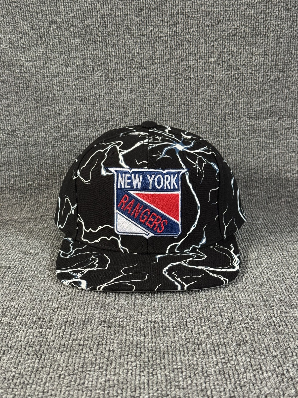 Mitchell & Ness NY Rangers Snapback Flat Brim Black Hat Adjustable