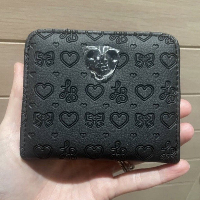 Betsey Johnson Women’s Black Heart Bifold Wallet w/ Snap & ID Window
