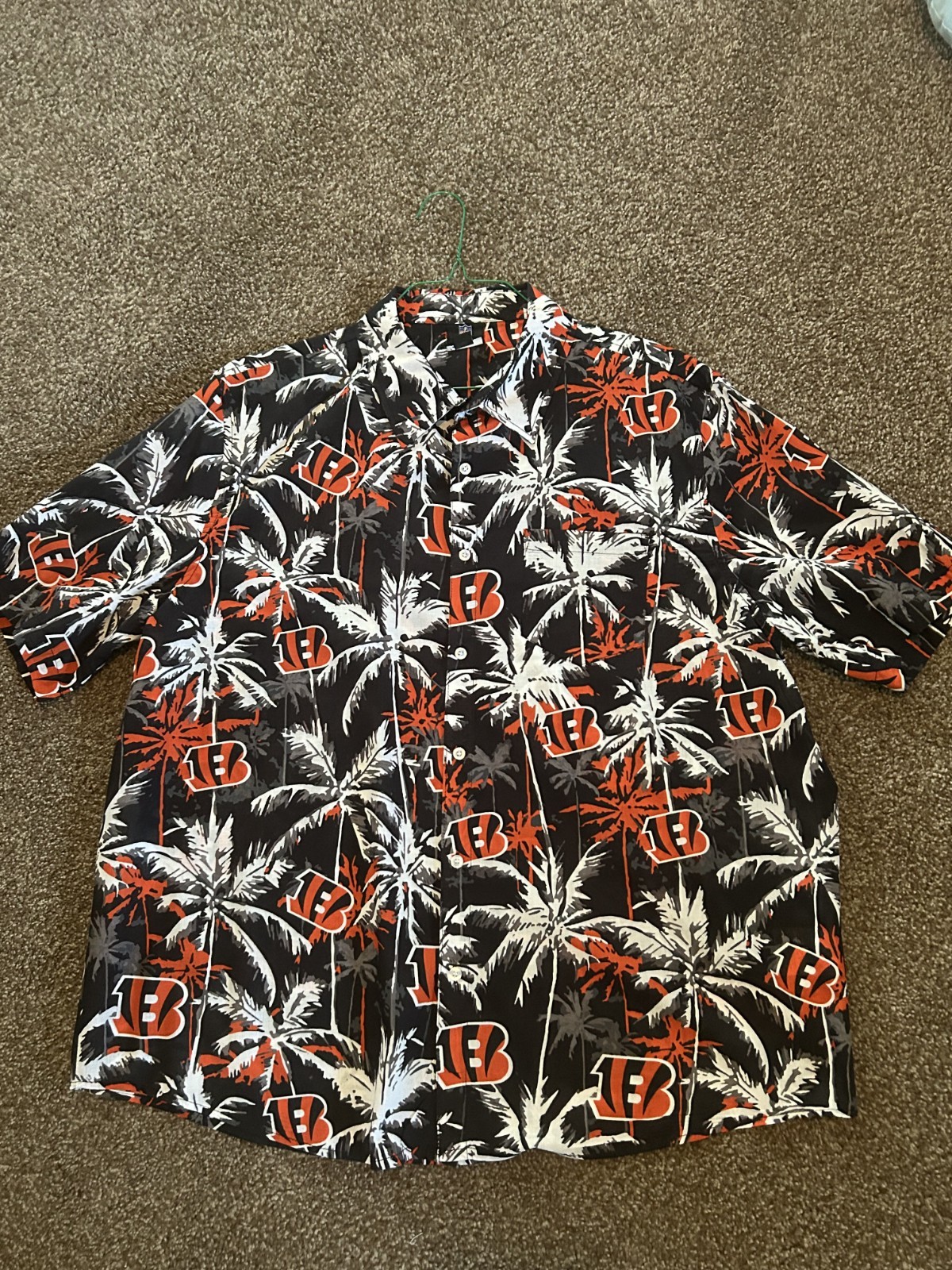 CINCINNATI BENGALS HAWAIIAN SHIRT CLASSIC LOGO VINTAGE STYLE SZ : XXL 2XL