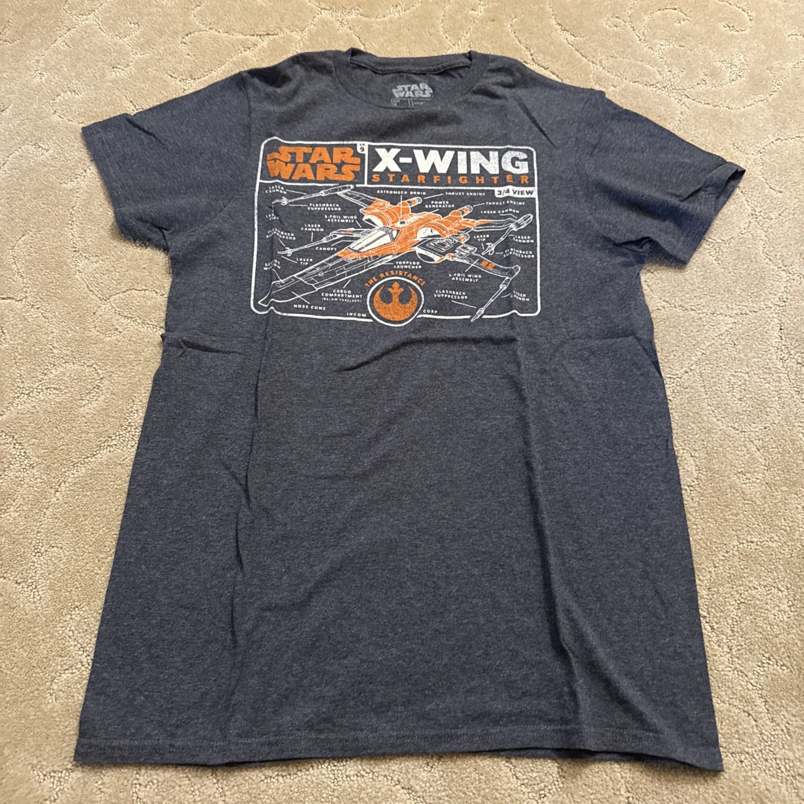 Star Wars X-Wing Men’s Small Gray T-Shirt Graphic Tee