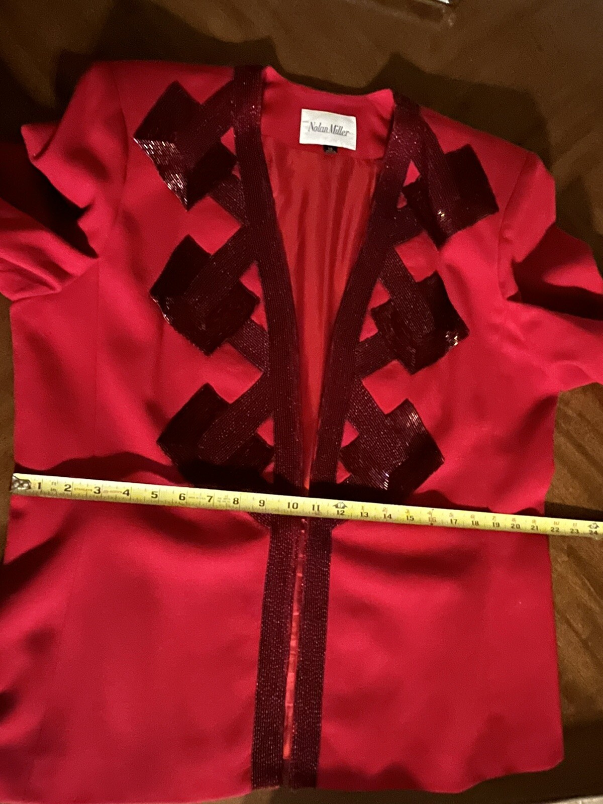 Vintage Nolan Miller 80s Dynasty Designer Red Glam Jacket Heavily Beaded Size 18