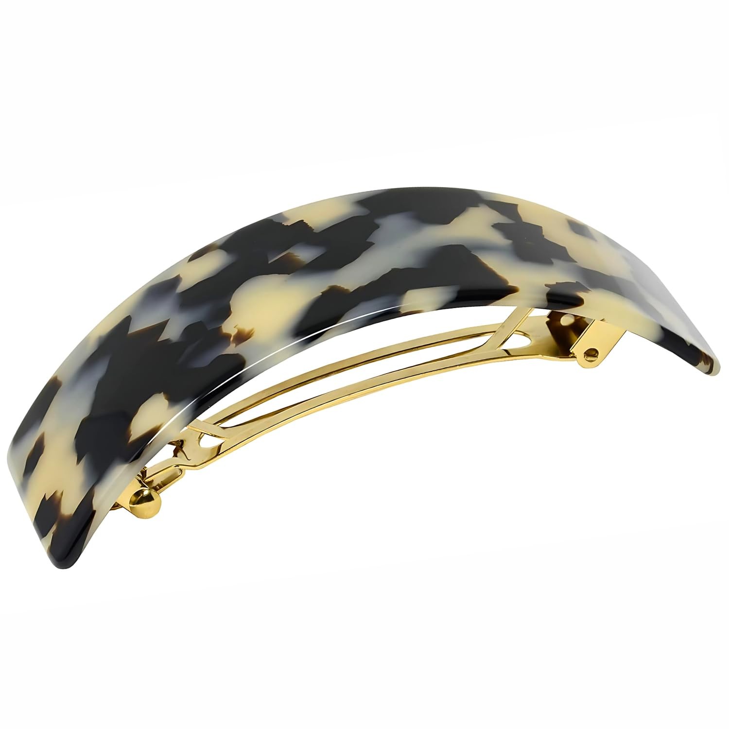 White Tokyo 3 3/4 Celluloid Automatic Hair Clip, Extra Wide Volume, Barrette