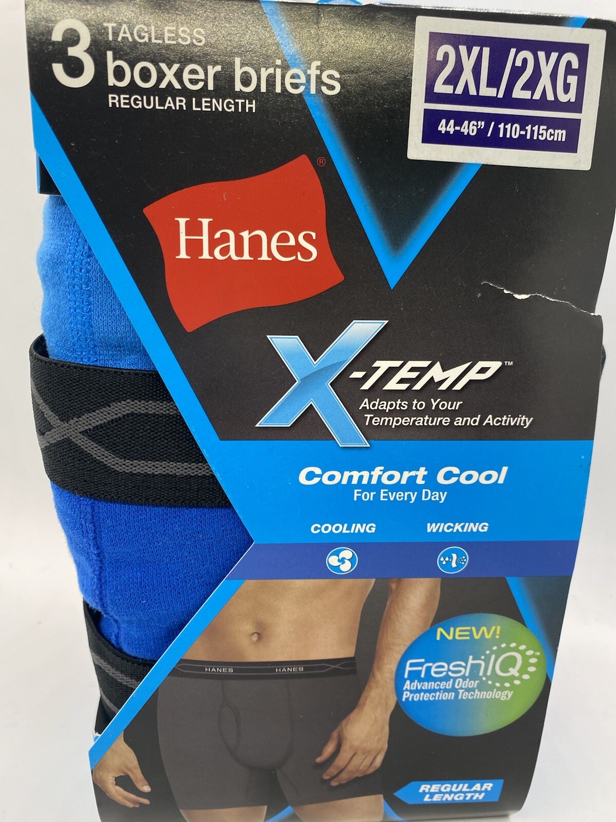 Hanes Mens Performance X-Temp Fresh IQ Odor Control Boxer Brief 3 Pack 2XL
