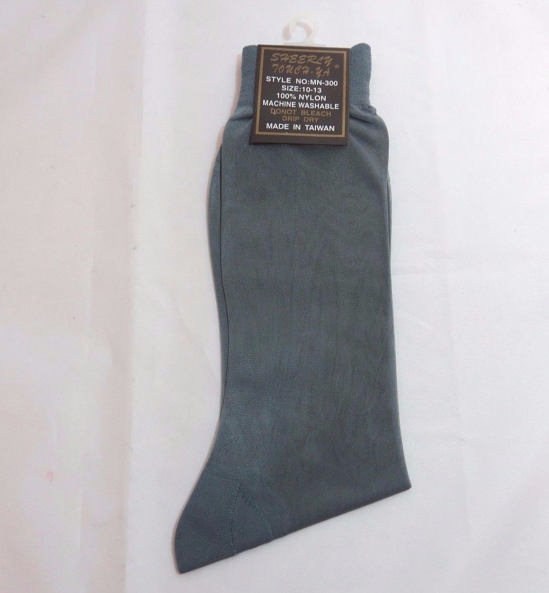 Mens SHEER Dress Socks 100% Nylon mid Calf Gray Grey Size 10-13 thin SILKY FEEL