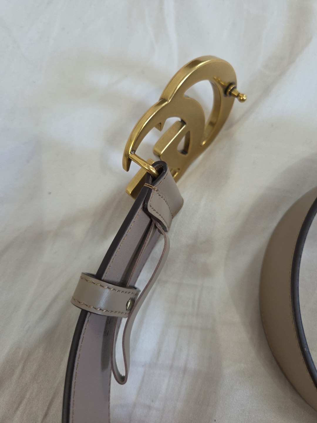 Authentic Gucci Pink Taupe Leather Belt, Women Size 30-32 IT 90CM