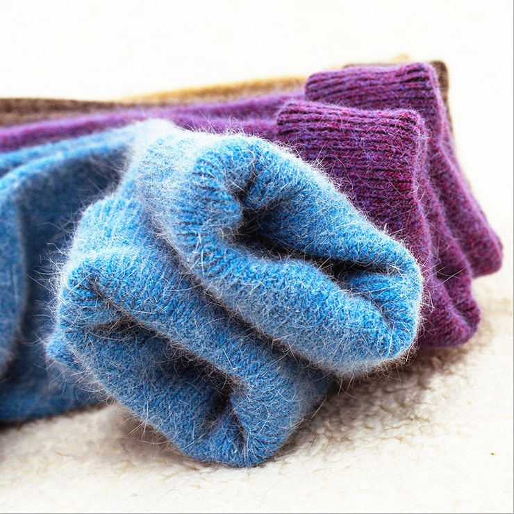 5 Pack Women Wool Angora Casual Solid Boot Warm Thick Crew Socks Fanshion Winter
