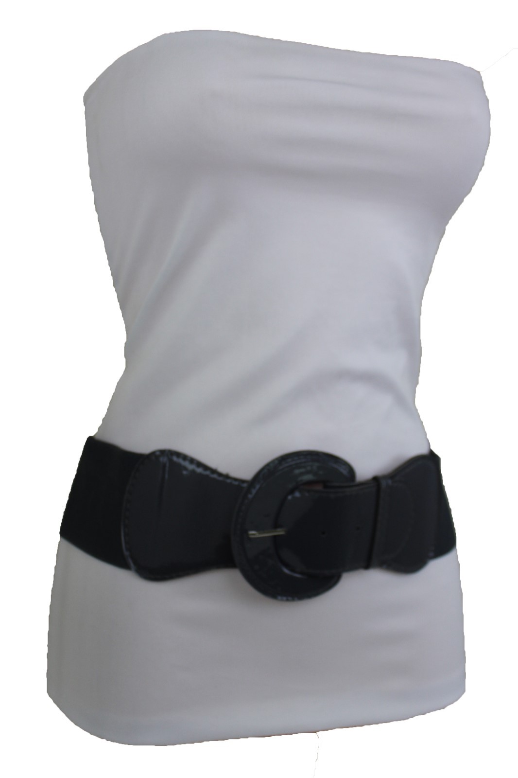 Women Wide Waistband Belt Elastic Strap Charcoal Dark Gray Color Fit Size M L XL