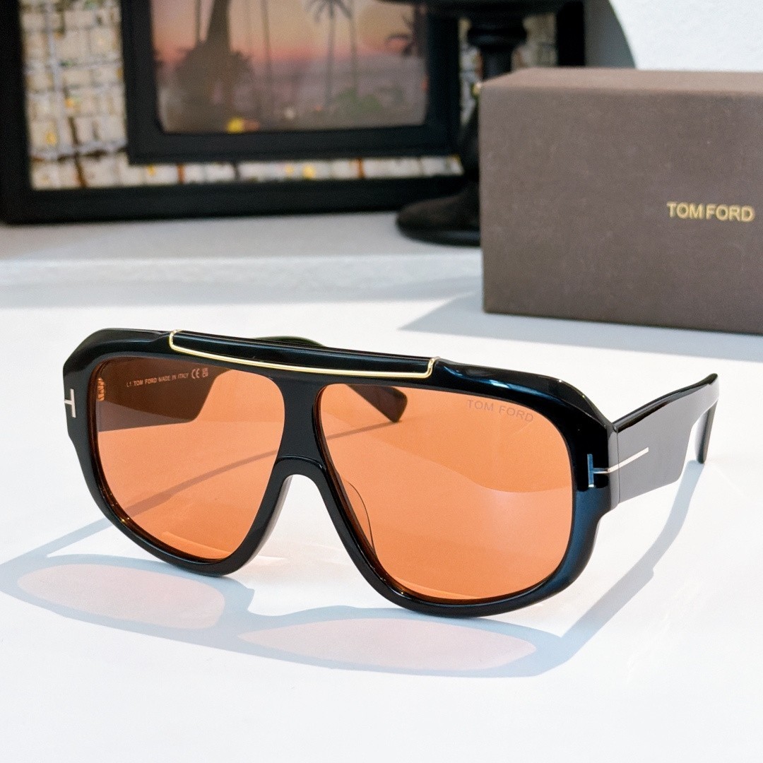 Tom Ford Rellen Sunglasses FT1093 01EB Black/Orange 71-7-120mm With Case New